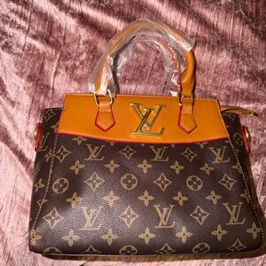 Orange and Brown Monogram Satchel